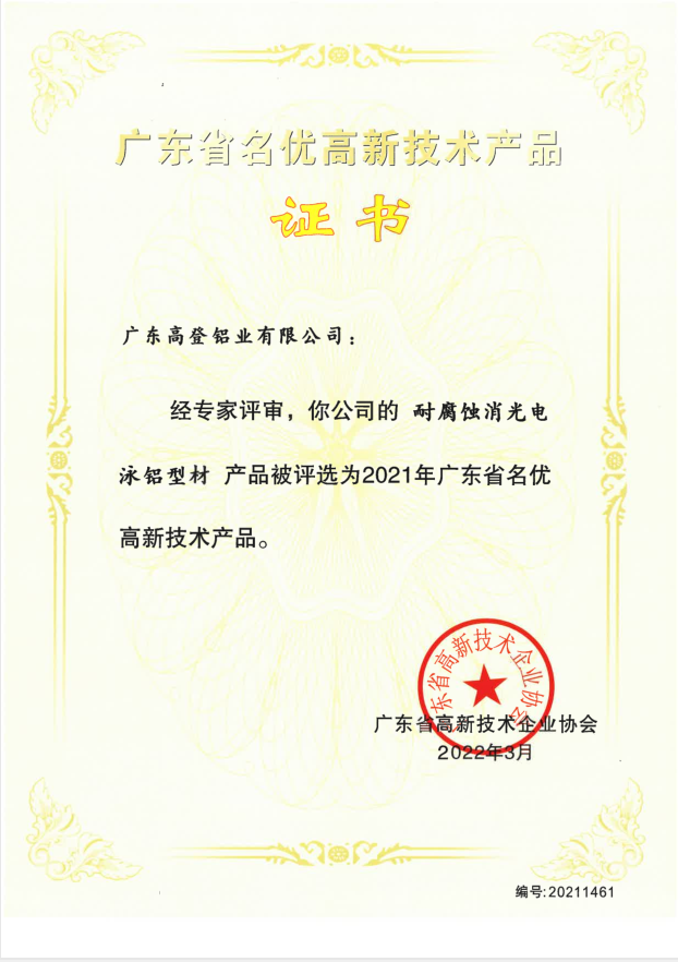 Guangdong Famous High-tech Products Certificate